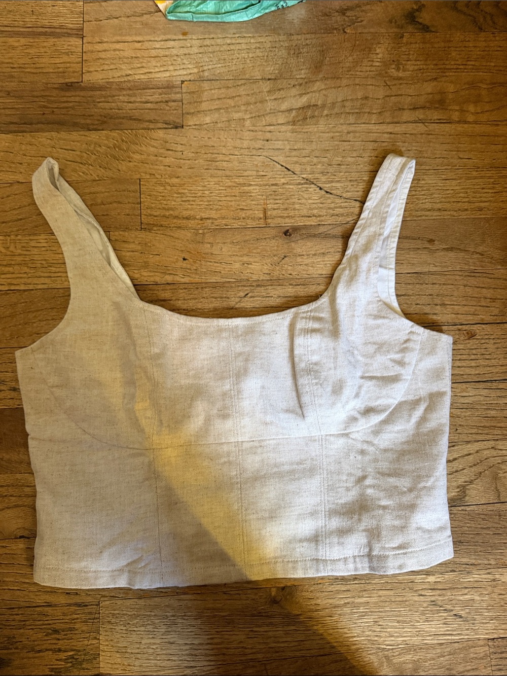 Banana Republic Beige Linen-Blend Square Neck Crop Top